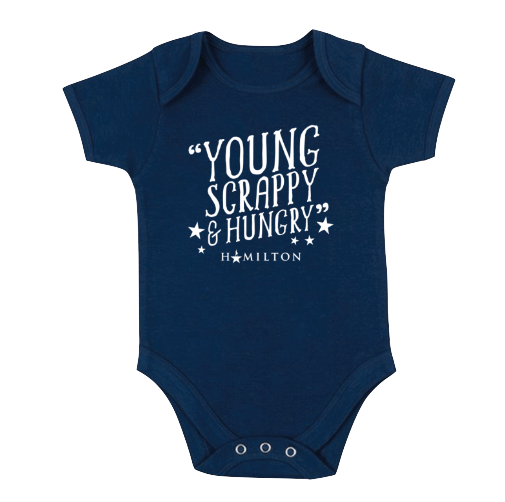 HAMILTON Young Scrappy Hungry Baby Grow West End Merchandise Shop by Creative Goods