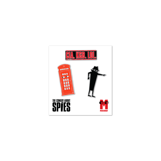 THE COMEDY ABOUT SPIES Spy Lapel Pin Set